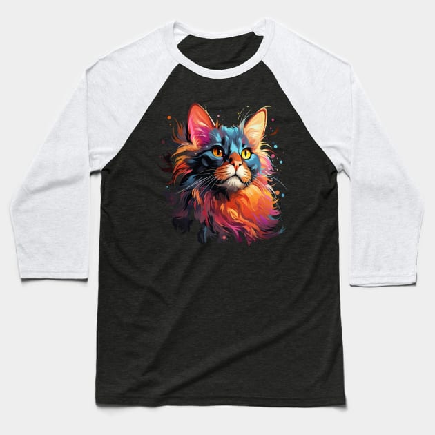 Somali Cat Rainbow Baseball T-Shirt by JH Mart